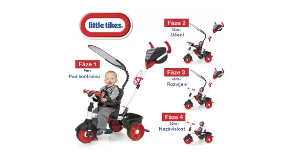 Tříkolka 4v1 Sport - červená/bílá